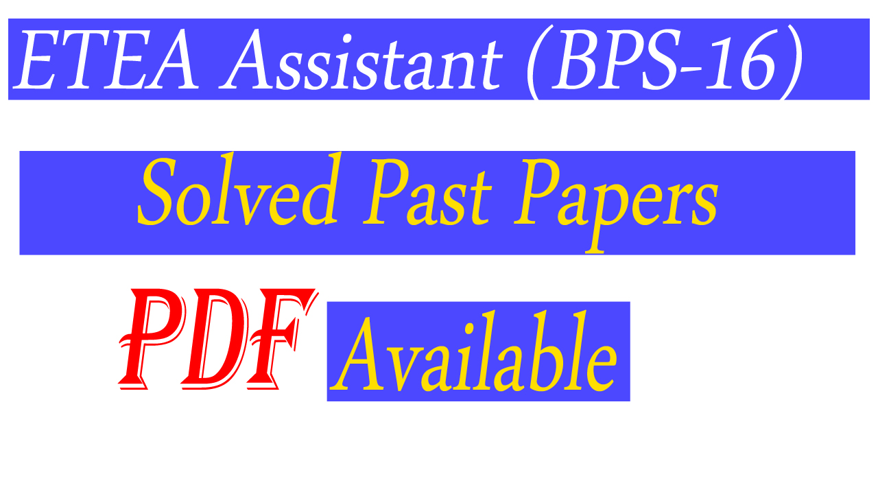ETEA Assistant Past Papers PDF